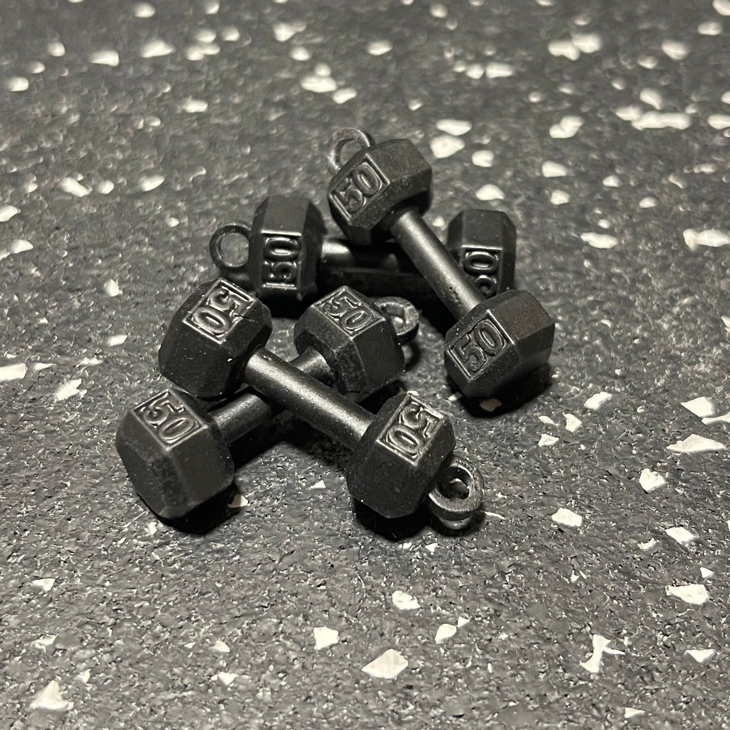Pair of Black Dumbbells Keychain (qty. 2)