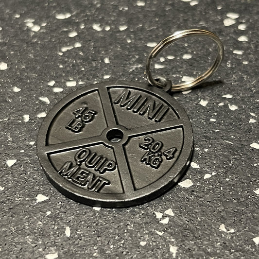 Black Barbell 45 lb Plate Keychain
