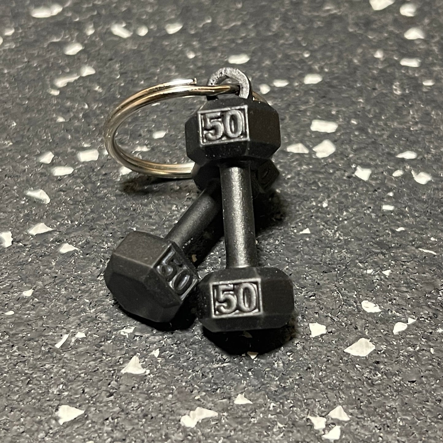 Pair of Black Dumbbells Keychain (qty. 2)