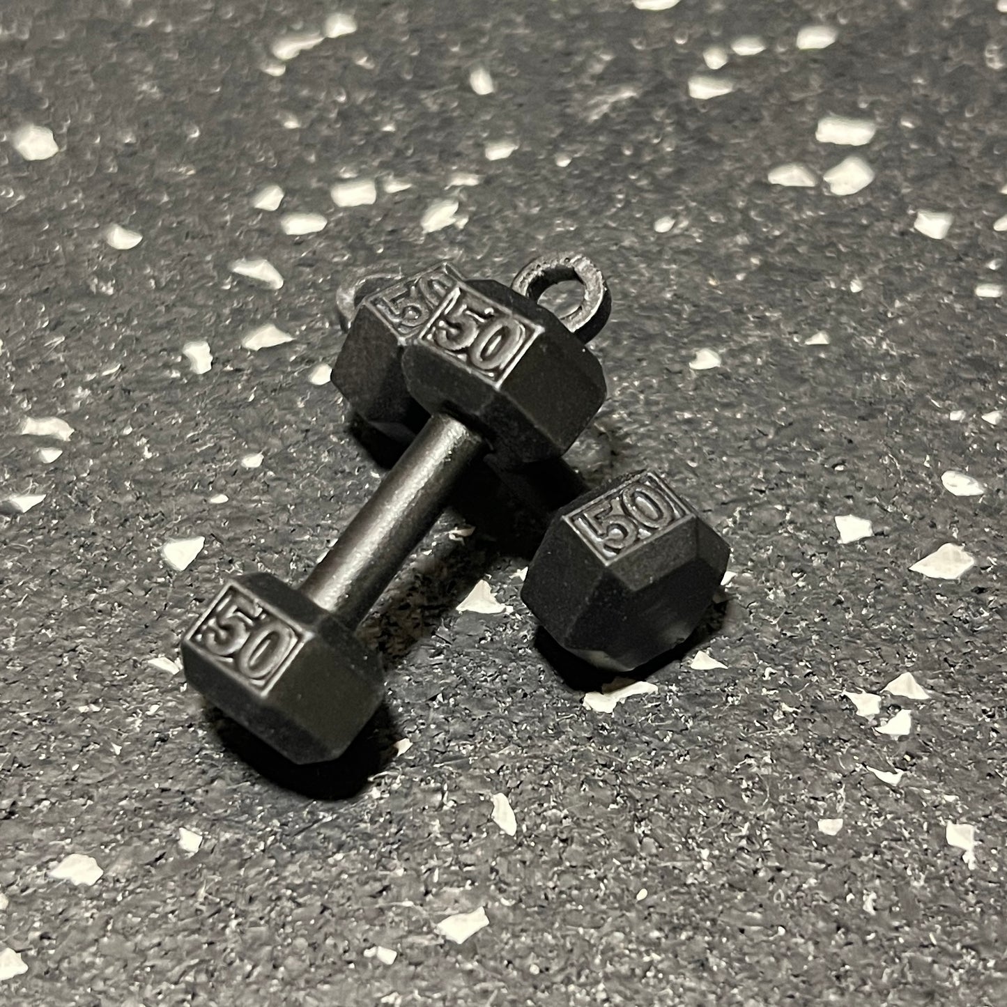 Pair of Black Dumbbells Keychain (qty. 2)