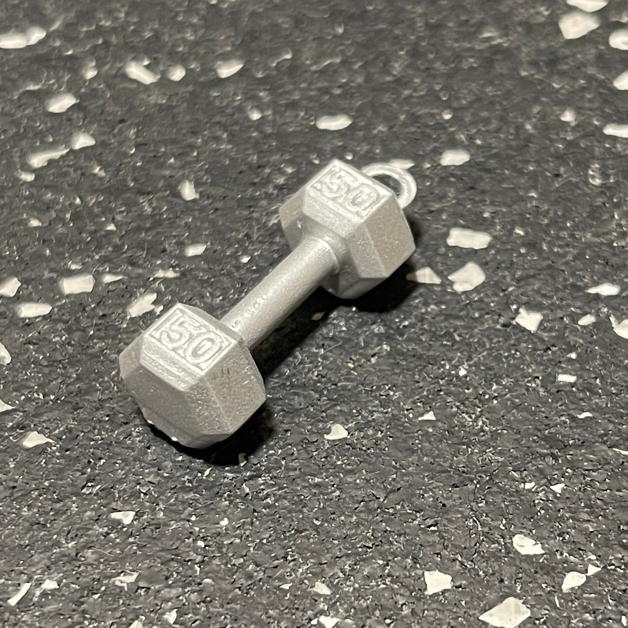 Pair of Silver Dumbbells Keychain (qty. 2)