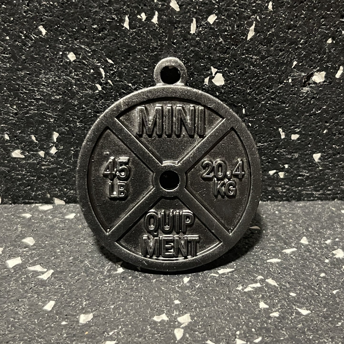 Black Barbell 45 lb Plate Keychain