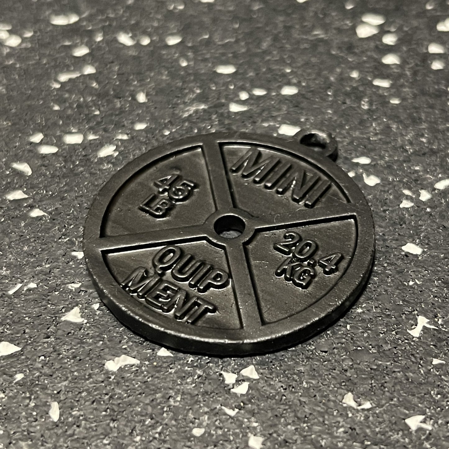 Black Barbell 45 lb Plate Keychain