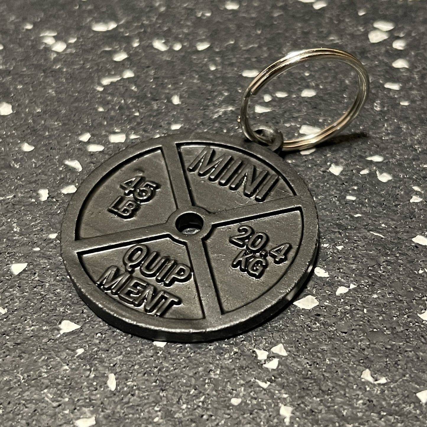 Black Barbell 45 lb Plate Keychain